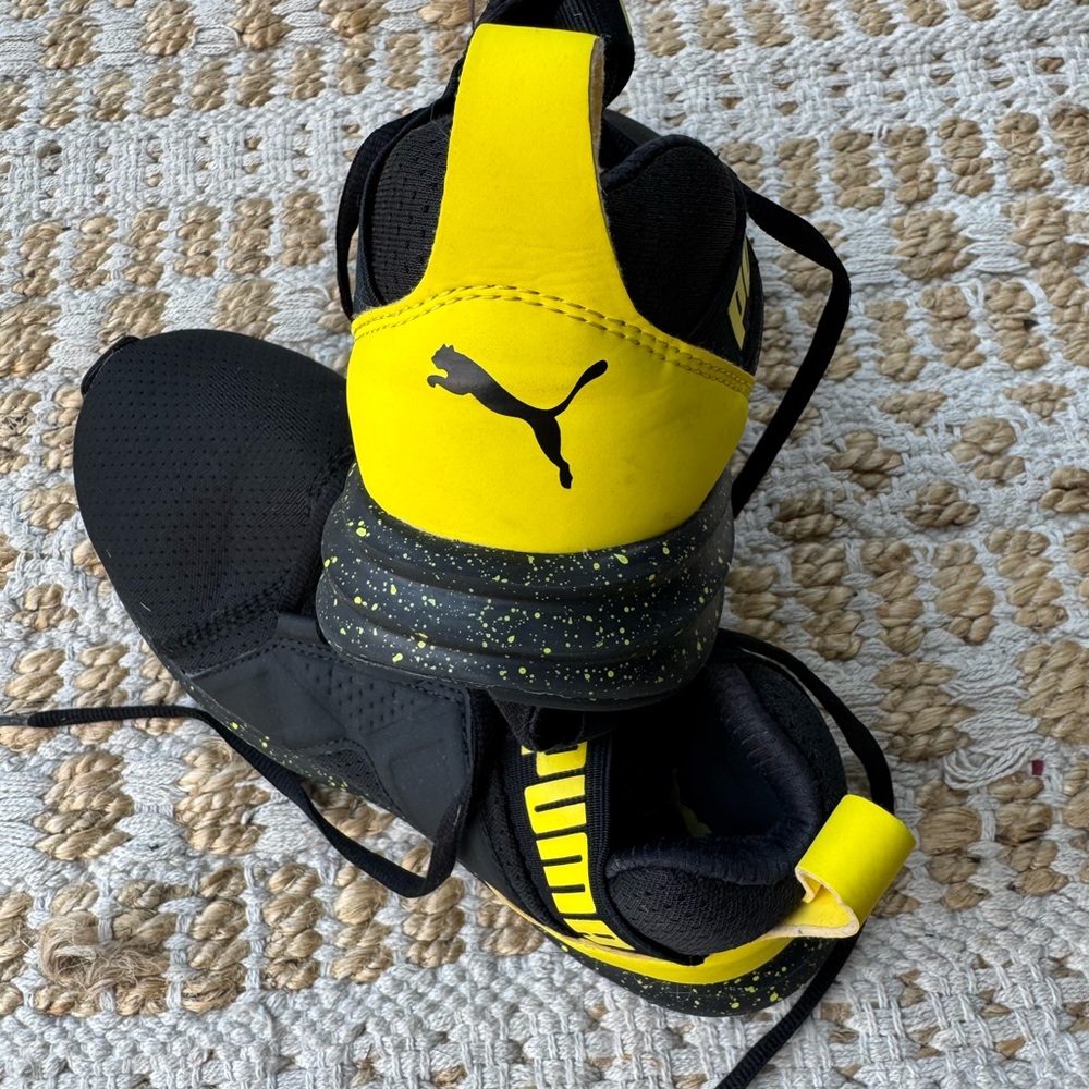 Puma Black Sneakers with Neon Yellow Accents